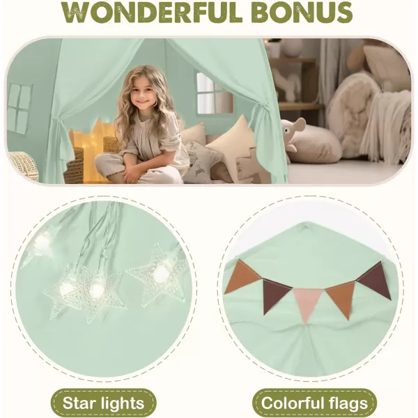 Extra Large Toddler Bed Tent ampamp Kids Play Tent Bed Tent with Flags ampamp Star Lights Portable ampamp Foldable Teepee Bed Canopy for Boys ampamp Girls Indoor Outdoor Dome Tent Playhouse 59x39x59 inGreenGreen