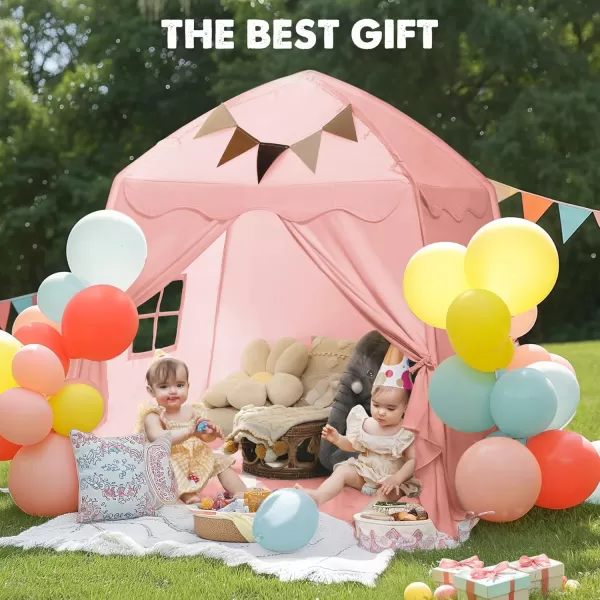 Extra Large Toddler Bed Tent ampamp Kids Play Tent Bed Tent with Flags ampamp Star Lights Portable ampamp Foldable Teepee Bed Canopy for Boys ampamp Girls Indoor Outdoor Dome Tent Playhouse 59x39x59 inGreenPink