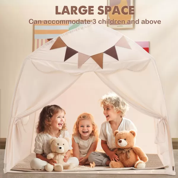 Extra Large Toddler Bed Tent ampamp Kids Play Tent Bed Tent with Flags ampamp Star Lights Portable ampamp Foldable Teepee Bed Canopy for Boys ampamp Girls Indoor Outdoor Dome Tent Playhouse 59x39x59 inGreenCream