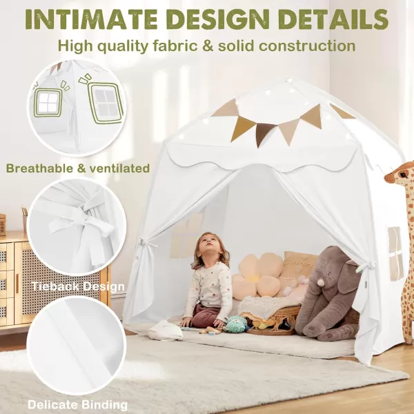 Extra Large Toddler Bed Tent ampamp Kids Play Tent Bed Tent with Flags ampamp Star Lights Portable ampamp Foldable Teepee Bed Canopy for Boys ampamp Girls Indoor Outdoor Dome Tent Playhouse 59x39x59 inGreenWhite