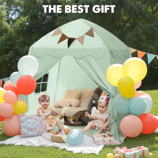 Extra Large Toddler Bed Tent ampamp Kids Play Tent Bed Tent with Flags ampamp Star Lights Portable ampamp Foldable Teepee Bed Canopy for Boys ampamp Girls Indoor Outdoor Dome Tent Playhouse 59x39x59 inGreenGreen