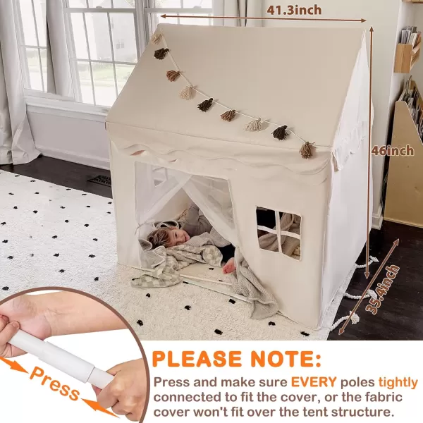 Large Kids Tent with mat Star Lights Tissue Garland Play Tent Indoor ampamp Outdoor Kids Play Tent for Girl ampamp Boy Aged 3 Kids Tent for Toddler 52quot x35quot x 52quot Play House with Windows WashableMedium Size Cream Tent