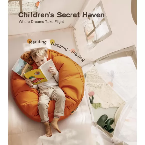 Large Kids Tent with mat Star Lights Tissue Garland Play Tent Indoor ampamp Outdoor Kids Play Tent for Girl ampamp Boy Aged 3 Kids Tent for Toddler 52quot x35quot x 52quot Play House with Windows WashableBrown Play Tent