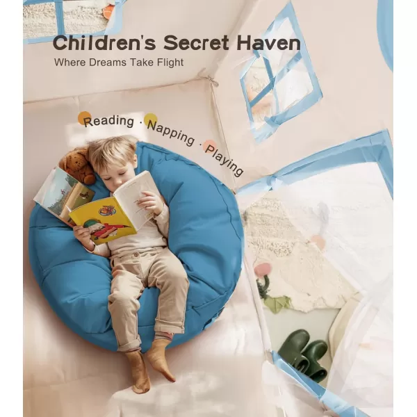 Large Kids Tent with mat Star Lights Tissue Garland Play Tent Indoor ampamp Outdoor Kids Play Tent for Girl ampamp Boy Aged 3 Kids Tent for Toddler 52quot x35quot x 52quot Play House with Windows WashableBlue Play Tent