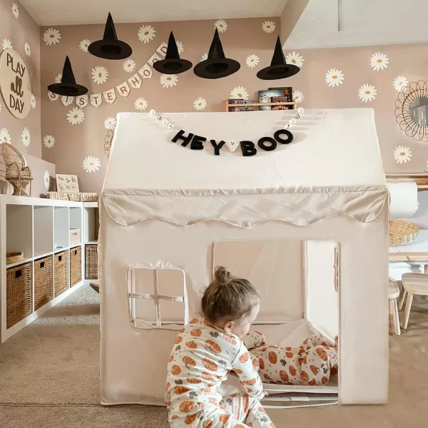 Large Kids Tent with mat Star Lights Tissue Garland Play Tent Indoor ampamp Outdoor Kids Play Tent for Girl ampamp Boy Aged 3 Kids Tent for Toddler 52quot x35quot x 52quot Play House with Windows WashableMedium Size Cream Tent