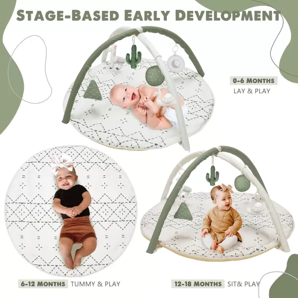 Tummy Time Mat with 6 Toys Macrame Baby Play Mat for Newborn Baby Gym with 12 Milestone Cards StageBased Sensory and Motor Skill Development Baby Play Gym Non Slip Mat Washable GreenGreen