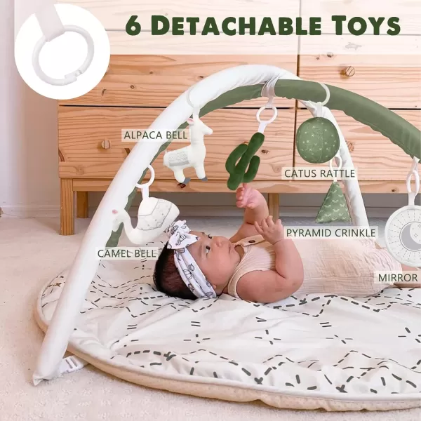 Tummy Time Mat with 6 Toys Macrame Baby Play Mat for Newborn Baby Gym with 12 Milestone Cards StageBased Sensory and Motor Skill Development Baby Play Gym Non Slip Mat Washable GreenGreen
