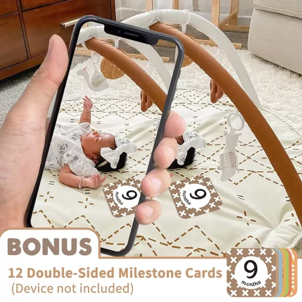 Tummy Time Mat with 6 Toys Macrame Baby Play Mat for Newborn Baby Gym with 12 Milestone Cards StageBased Sensory and Motor Skill Development Baby Play Gym Non Slip Mat Washable GreenMacrame