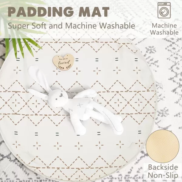 Tummy Time Mat with 6 Toys Macrame Baby Play Mat for Newborn Baby Gym with 12 Milestone Cards StageBased Sensory and Motor Skill Development Baby Play Gym Non Slip Mat Washable GreenKhaki