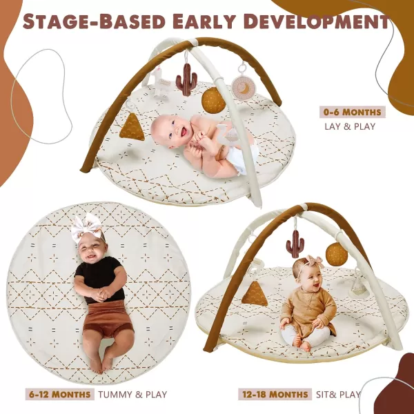 Tummy Time Mat with 6 Toys Macrame Baby Play Mat for Newborn Baby Gym with 12 Milestone Cards StageBased Sensory and Motor Skill Development Baby Play Gym Non Slip Mat Washable GreenMacrame