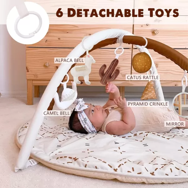 Tummy Time Mat with 6 Toys Macrame Baby Play Mat for Newborn Baby Gym with 12 Milestone Cards StageBased Sensory and Motor Skill Development Baby Play Gym Non Slip Mat Washable GreenMacrame