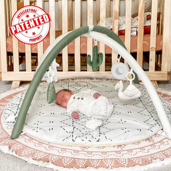 Tummy Time Mat with 6 Toys Macrame Baby Play Mat for Newborn Baby Gym with 12 Milestone Cards StageBased Sensory and Motor Skill Development Baby Play Gym Non Slip Mat Washable GreenGreen