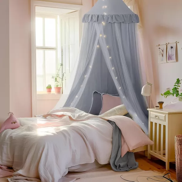 little dove Bed Canopy with Star Lights Double Layer Canopy for Bed Breathable Canopy Bed Curtain for Children Reading Nook Machine Washable Canopy for Kids Room 256x106Medium
