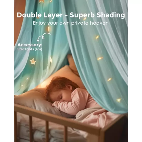 little dove Bed Canopy with Star Lights Double Layer Canopy for Bed Breathable Canopy Bed Curtain for Children Reading Nook Machine Washable Canopy for Kids Room 256x106Large
