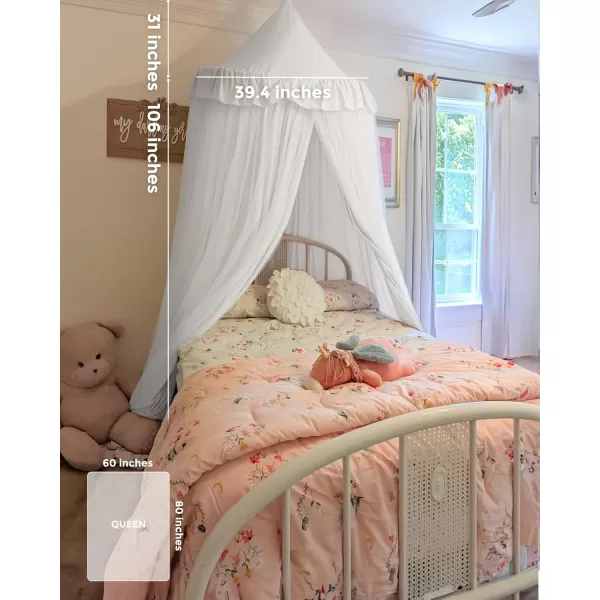 little dove Bed Canopy with Star Lights Double Layer Canopy for Bed Breathable Canopy Bed Curtain for Children Reading Nook Machine Washable Canopy for Kids Room 256x106Large