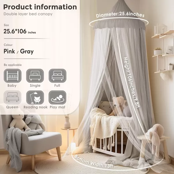 little dove Bed Canopy with Star Lights Double Layer Canopy for Bed Breathable Canopy Bed Curtain for Children Reading Nook Machine Washable Canopy for Kids Room 256x106Medium