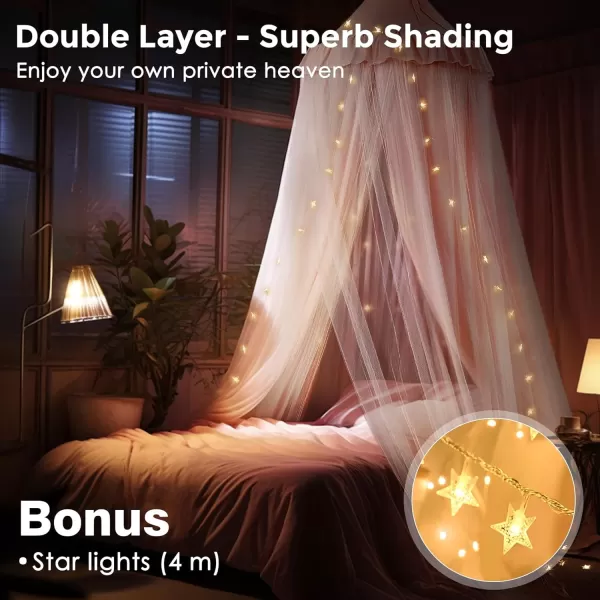 little dove Bed Canopy with Star Lights Double Layer Canopy for Bed Breathable Canopy Bed Curtain for Children Reading Nook Machine Washable Canopy for Kids Room 256x106Medium