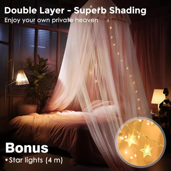 little dove Bed Canopy with Star Lights Double Layer Canopy for Bed Breathable Canopy Bed Curtain for Children Reading Nook Machine Washable Canopy for Kids Room 256x106Large