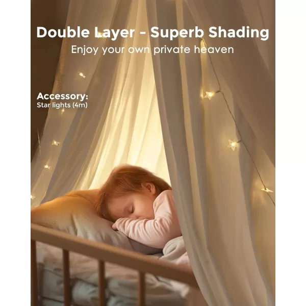 little dove Bed Canopy with Star Lights Double Layer Canopy for Bed Breathable Canopy Bed Curtain for Children Reading Nook Machine Washable Canopy for Kids Room 256x106Large