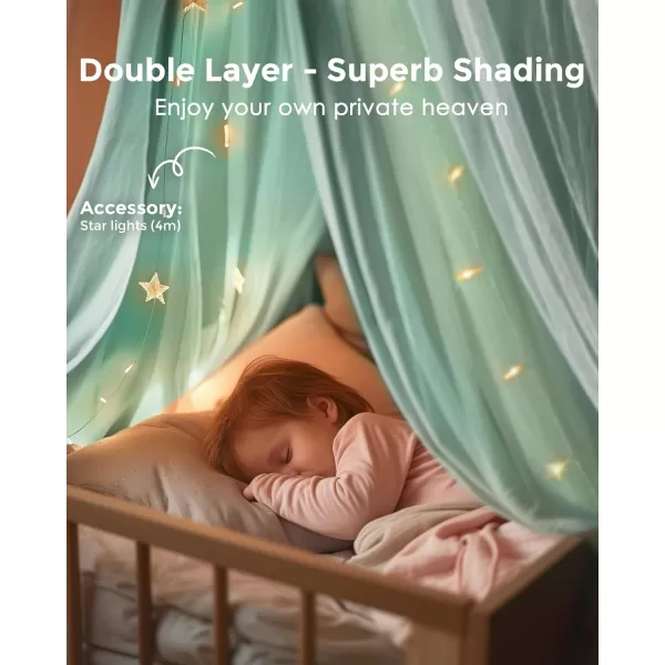 little dove Bed Canopy with Star Lights Double Layer Canopy for Bed Breathable Canopy Bed Curtain for Children Reading Nook Machine Washable Canopy for Kids Room 256x106Large