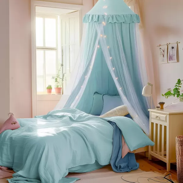 little dove Bed Canopy with Star Lights Double Layer Canopy for Bed Breathable Canopy Bed Curtain for Children Reading Nook Machine Washable Canopy for Kids Room 256x106Medium