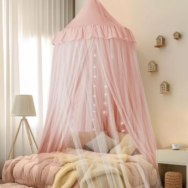 little dove Bed Canopy with Star Lights Double Layer Canopy for Bed Breathable Canopy Bed Curtain for Children Reading Nook Machine Washable Canopy for Kids Room 256x106Large