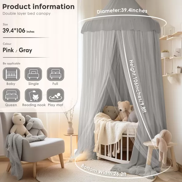 little dove Bed Canopy with Star Lights Double Layer Canopy for Bed Breathable Canopy Bed Curtain for Children Reading Nook Machine Washable Canopy for Kids Room 256x106Large