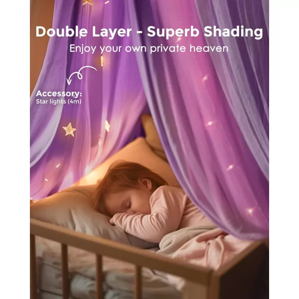 little dove Bed Canopy with Star Lights Double Layer Canopy for Bed Breathable Canopy Bed Curtain for Children Reading Nook Machine Washable Canopy for Kids Room 256x106Large