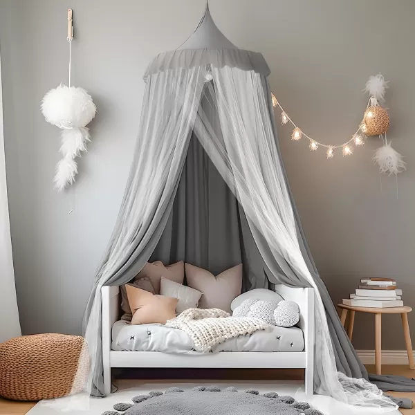 little dove Bed Canopy with Star Lights Double Layer Canopy for Bed Breathable Canopy Bed Curtain for Children Reading Nook Machine Washable Canopy for Kids Room 256x106Medium