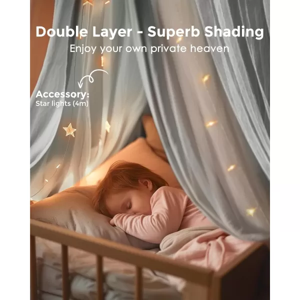 little dove Bed Canopy with Star Lights Double Layer Canopy for Bed Breathable Canopy Bed Curtain for Children Reading Nook Machine Washable Canopy for Kids Room 256x106Large