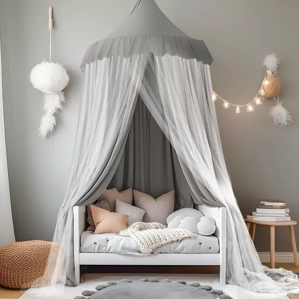 little dove Bed Canopy with Star Lights Double Layer Canopy for Bed Breathable Canopy Bed Curtain for Children Reading Nook Machine Washable Canopy for Kids Room 256x106Large