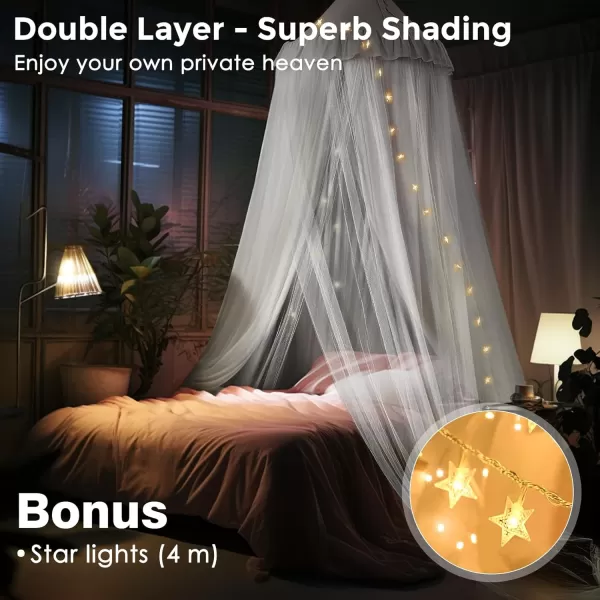 little dove Bed Canopy with Star Lights Double Layer Canopy for Bed Breathable Canopy Bed Curtain for Children Reading Nook Machine Washable Canopy for Kids Room 256x106Large