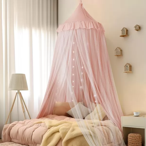 little dove Bed Canopy with Star Lights Double Layer Canopy for Bed Breathable Canopy Bed Curtain for Children Reading Nook Machine Washable Canopy for Kids Room 256x106Medium