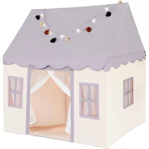 Large Kids Tent with mat Star Lights Tissue Garland Play Tent Indoor ampamp Outdoor Kids Play Tent for Girl ampamp Boy Aged 3 Kids Tent for Toddler 52quot x35quot x 52quot Play House with Windows WashableGrey Play Tent