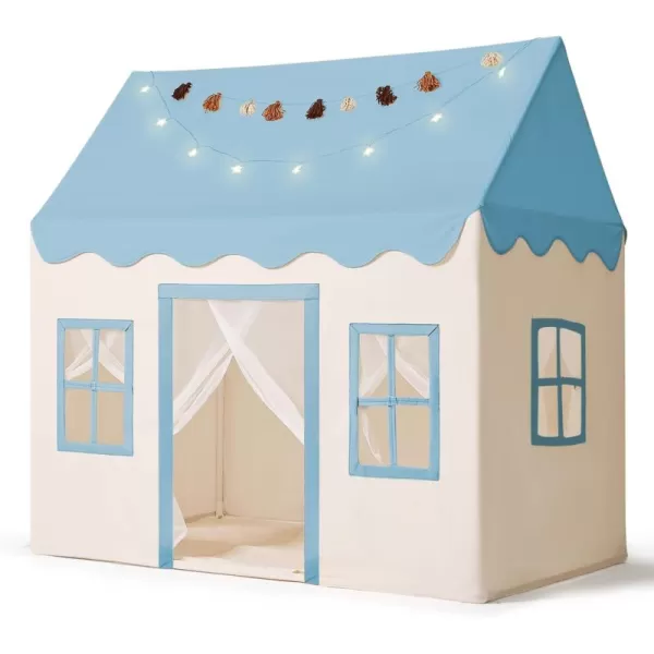 Large Kids Tent with mat Star Lights Tissue Garland Play Tent Indoor ampamp Outdoor Kids Play Tent for Girl ampamp Boy Aged 3 Kids Tent for Toddler 52quot x35quot x 52quot Play House with Windows WashableBlue Play Tent