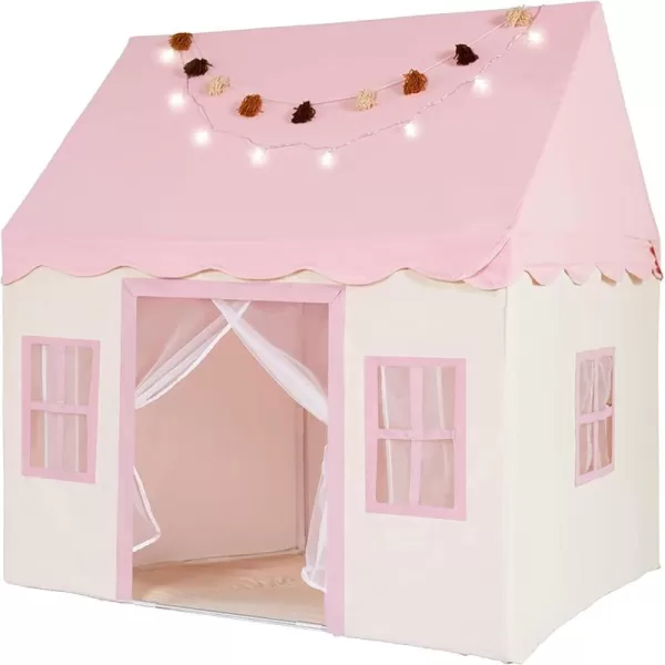 Large Kids Tent with mat Star Lights Tissue Garland Play Tent Indoor ampamp Outdoor Kids Play Tent for Girl ampamp Boy Aged 3 Kids Tent for Toddler 52quot x35quot x 52quot Play House with Windows WashablePlay Tent Pink