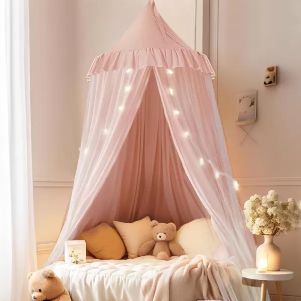 little dove Bed Canopy with Star Lights Double Layer Canopy for Bed Breathable Canopy Bed Curtain for Children Reading Nook Machine Washable Canopy for Kids Room 256x106Medium