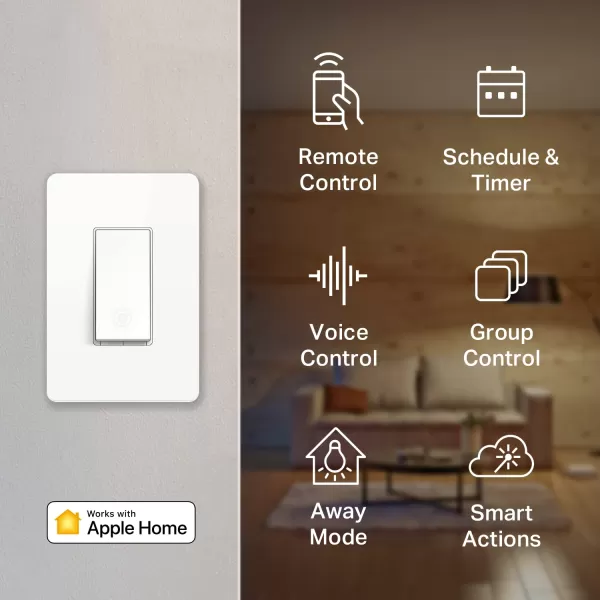 Kasa Apple HomeKit Smart Light Switch KS200P3 Single Pole Neutral Wire Required 24GHz WiFi Light Switch Works with Siri Alexa and Google Home UL Certified No Hub Required White 3PackWhite  Light Switch