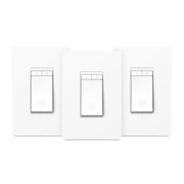 Kasa Smart Dimmer Switch HS220P3 Single Pole Needs Neutral Wire 24GHz WiFi Light Switch Works with Alexa and Google Home UL Certified No Hub Required 3PackWhite
