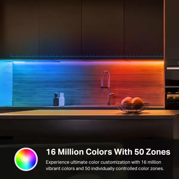 Kasa Smart LED Light Strip 50 Color Zones RGBIC 164ft WiFi LED Strip Works w Alexa Google Home ampamp SmartThings High Brightness 16M Colors PU Coating Trimmable 2 Yr Warranty KL420L5White