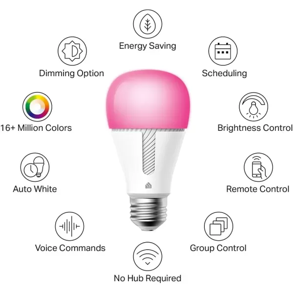 Kasa Smart Light Bulbs 1000 Lumens High Brightness 16M Color Changing Dimmable Smart WiFi Light Bulb Compatible with Alexa and Google Home A19 24GHz WiFi only No Hub Required KL1354Pack1000 Lumens  4Pack