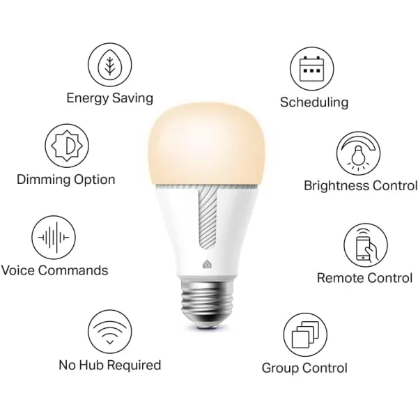Kasa Smart Light Bulbs that works with Alexa and Google Home Dimmable Smart LED Bulb A19 9W 800Lumens Soft White2700K CRI90 WiFi 24Ghz only No Hub Required 4 Count Pack of 1KL110P4White Newer Version