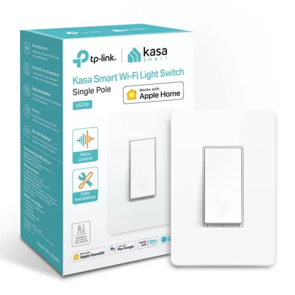Kasa Apple HomeKit Smart Light Switch KS200P3 Single Pole Neutral Wire Required 24GHz WiFi Light Switch Works with Siri Alexa and Google Home UL Certified No Hub Required White 3PackWhite  Light Switch