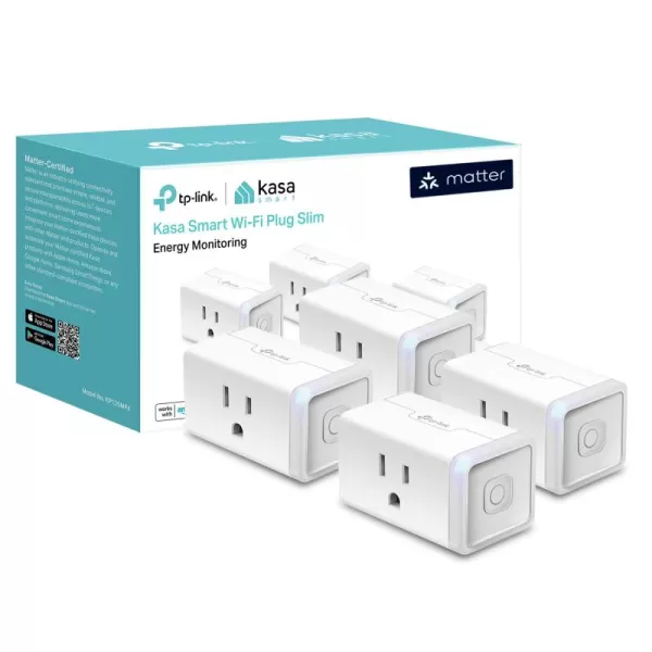 Kasa Matter Smart Plug w Energy Monitoring Compact Design 15A1800W Max Super Easy Setup Works with Apple Home Alexa ampamp Google Home UL Certified 24G WiFi Only White KP125M 4PackWhite