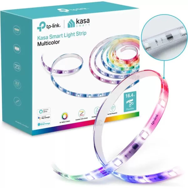 Kasa Smart LED Light Strip 50 Color Zones RGBIC 164ft WiFi LED Strip Works w Alexa Google Home ampamp SmartThings High Brightness 16M Colors PU Coating Trimmable 2 Yr Warranty KL420L5White