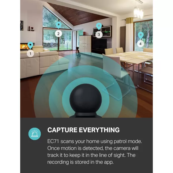 Kasa Indoor PanTilt Smart Security Camera 1080p HD DogCamera24GHz with Night VisionMotion Detection for Baby and Pet Monitor Cloud ampamp SD Card Storage Works with Alexaampamp Google Home EC70 WhiteBlack