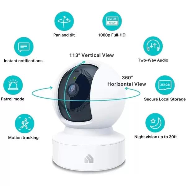 Kasa Indoor PanTilt Smart Security Camera 1080p HD DogCamera24GHz with Night VisionMotion Detection for Baby and Pet Monitor Cloud ampamp SD Card Storage Works with Alexaampamp Google Home EC70 WhiteWhite