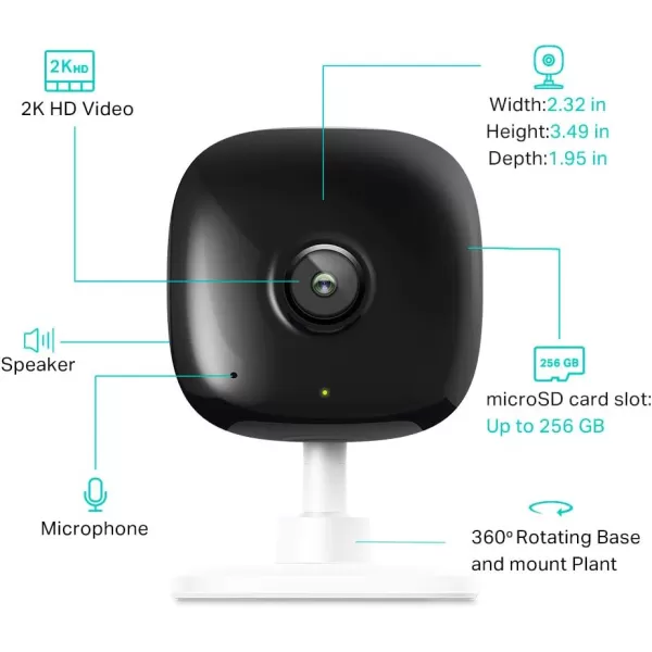 Kasa Smart 2K QHD Indoor Security Camera PersonBaby CryingMotion Detection 2Way Audio 30Ft Night Vision CloudSD Card StorageUp to 256 GB Works with Alexa ampamp Google Home KC400