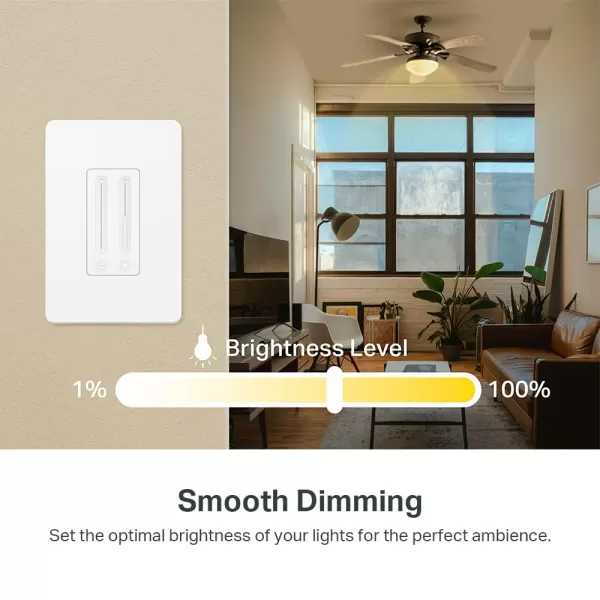 Kasa Smart Ceiling Fan Control ampamp Dimmer Switch  Adjustable 4Speed Fan ampamp Brightness Control  Works wApple HomeKit Alexa ampamp Google Home  24G WiFi Only Single Pole Neutral Wire Required  KS240White