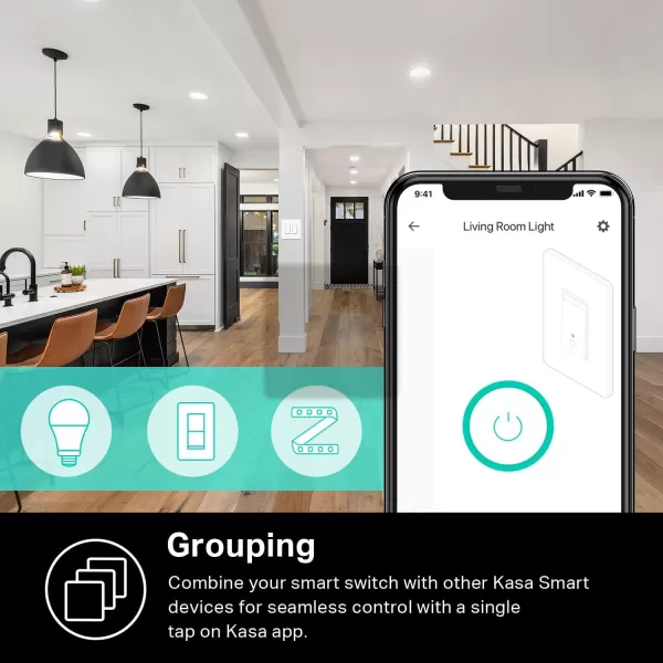 Kasa Smart Dimmer Switch 2Gang HS2202 Single Pole Needs Neutral Wire 24GHz WiFi Light Switch Compatible with Alexa and Google Home UL Certified No Hub Required WhiteDimmer Switch
